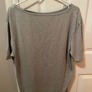 Casual Gray Short Sleeve off the shoulder  Women's Tee